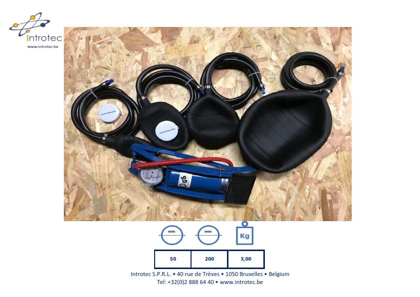 OB/PVC-4 Pc (Dn 50-75-100-150 avec pompe) Obturateur en Pvc Palloni otturatori in Pvc Obturador de tubería de PVC Buisafsluiter in Pvc Opblaasbare buisafluiter